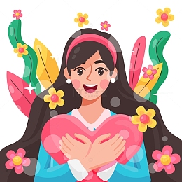 妇女节女王节母亲节三八教师节爱心花朵绿叶