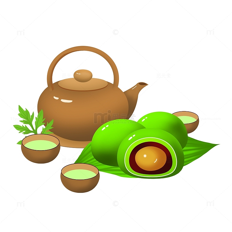 清明节青团艾草品茶茶壶