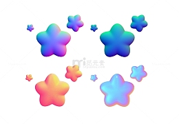 3D立体五角星系列元素