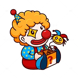 抱着惊吓盒子的愚人小丑