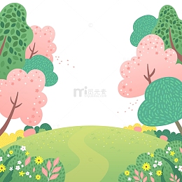 春天春季花朵鲜花花丛草地樱花