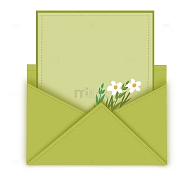 复古墨绿书信花草春天仿立体边框文本框