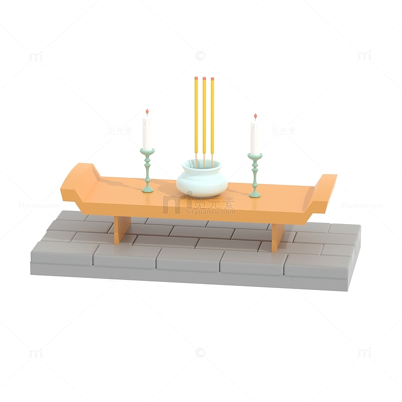 清明节3d立体上香供桌蜡烛祭祀祭祖寒食节