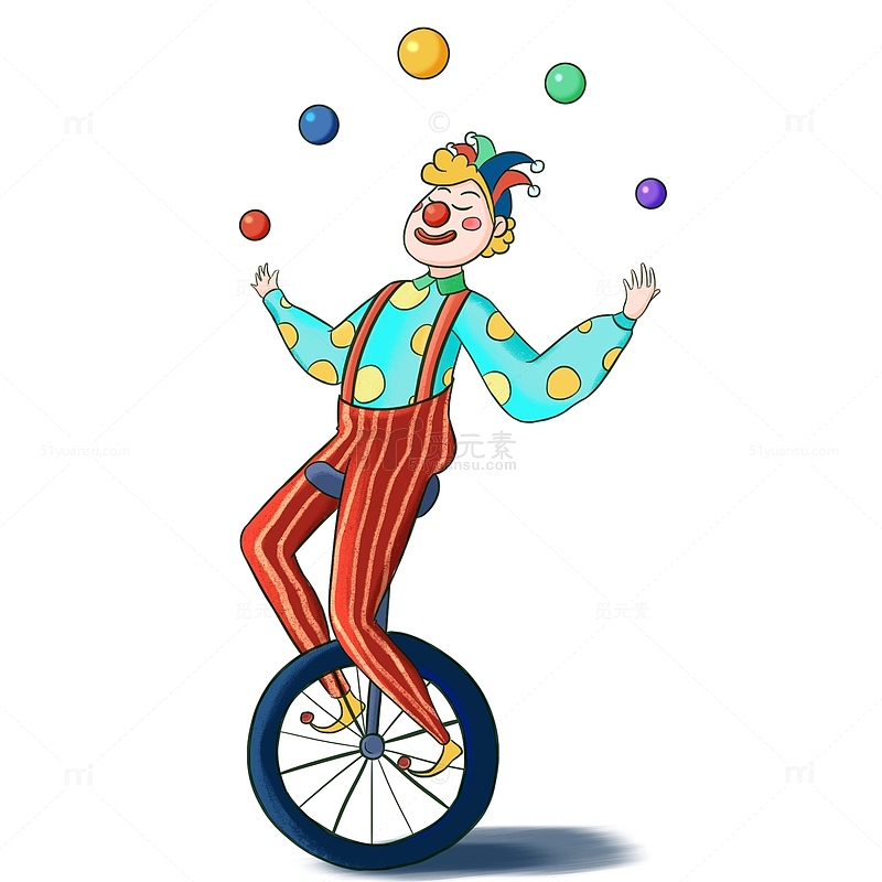 愚人节马戏团杂耍小丑表演骑车