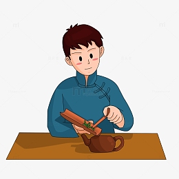 传统泡茶沏茶人物元素