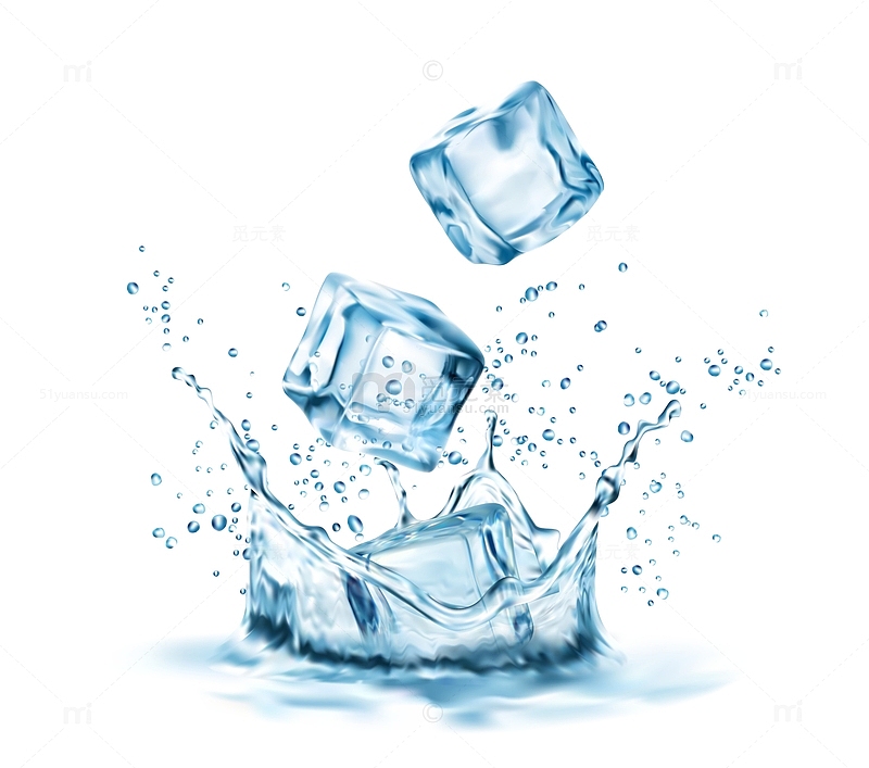 水水花冰块涟漪流动液体