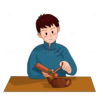 传统泡茶沏茶人物元素