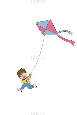 春分孩子放风筝春天可爱插画
