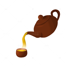 倒茶茶壶茶杯茶水元素