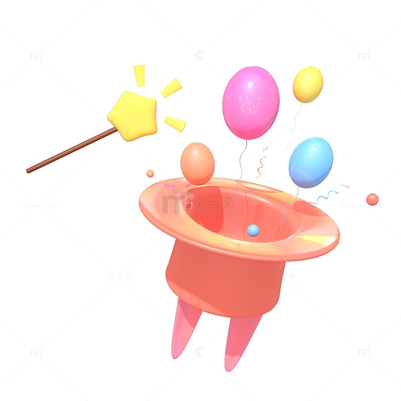 3D兔子魔术帽气球漂浮戏法装饰