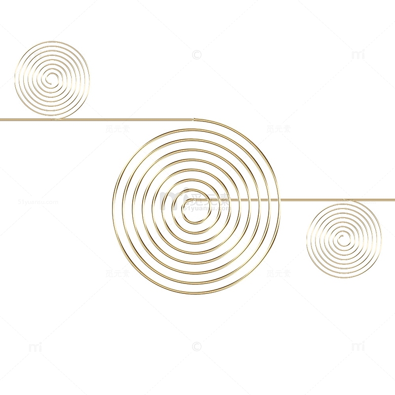 金色螺旋线国潮风格装饰元素