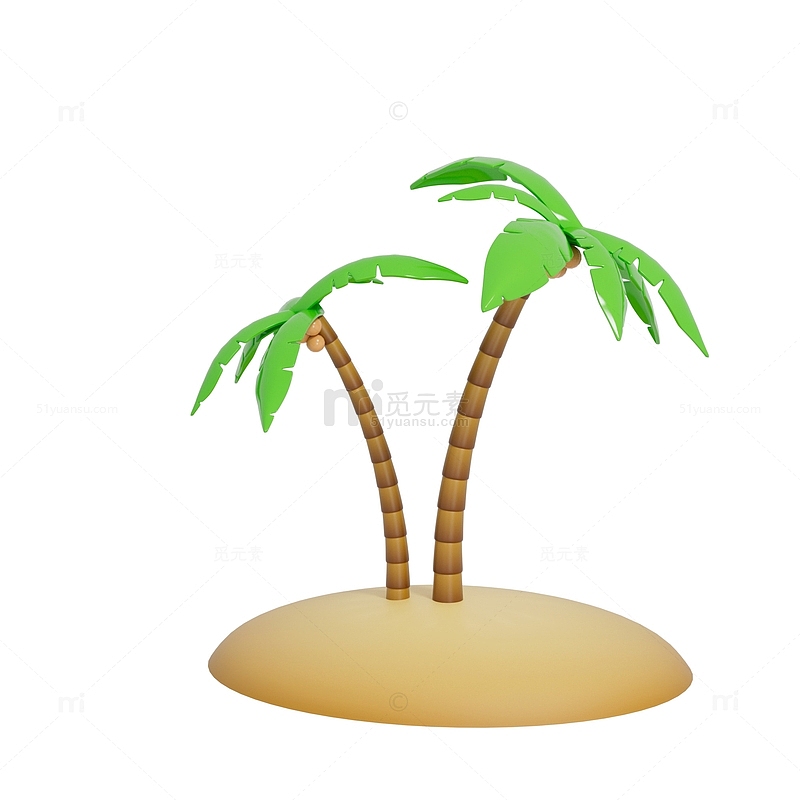 3D沙滩椰子树