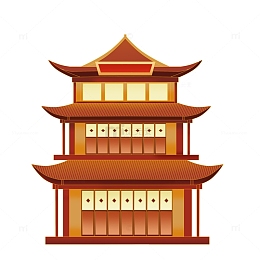 中国风国潮三层小屋建筑元素