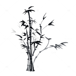 水墨画墨竹花草竹子植物竹枝水墨