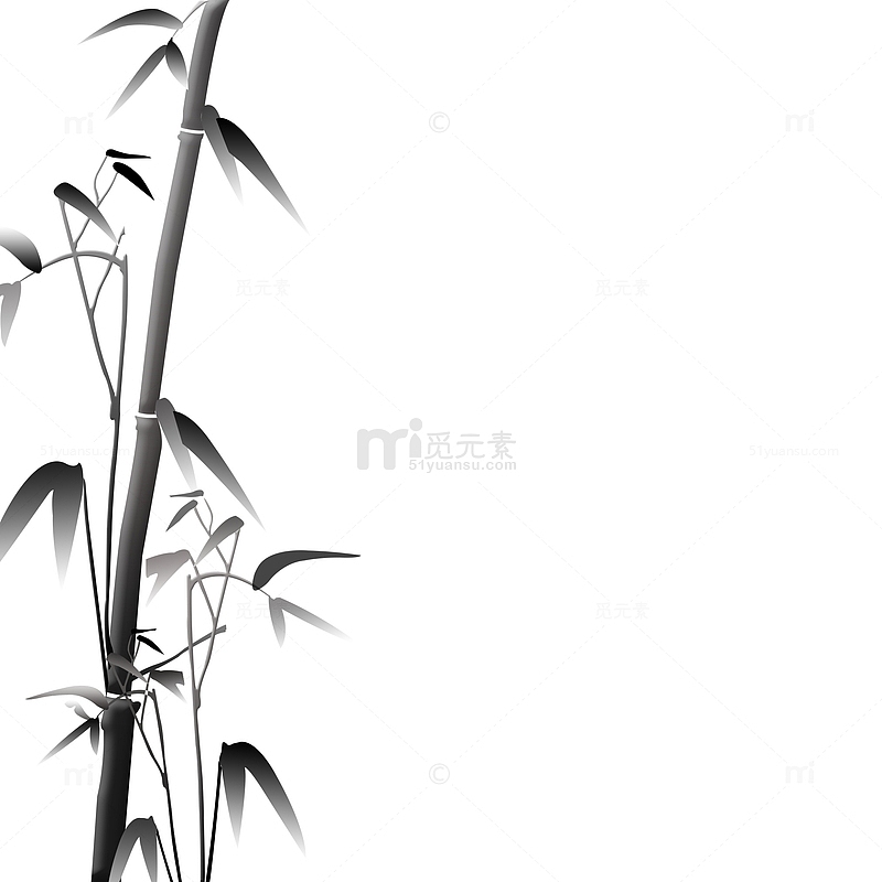 植物水墨竹子元素