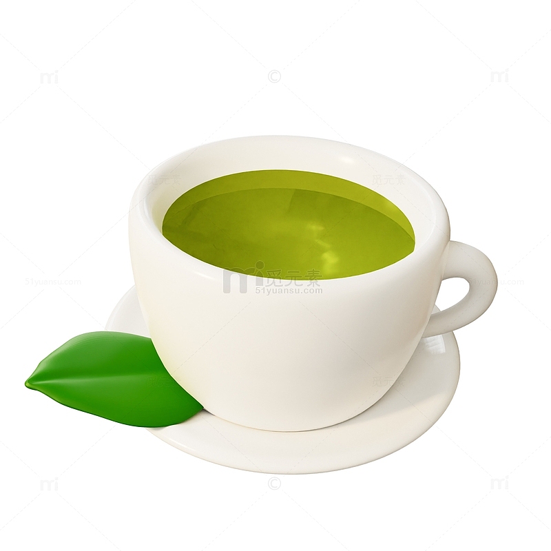 3D春茶茶杯茶叶