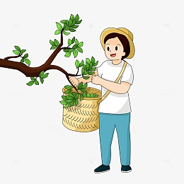 采茶女彩绘手绘矢量图案