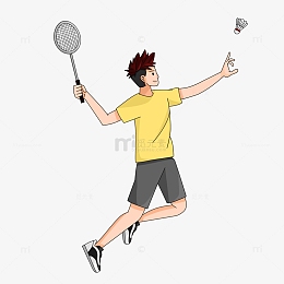 跳起来打羽毛球的运动员pngpsdpng奔跑吧pngpsdpng卡通手绘奔跑的人物