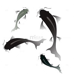 水墨 生物 鱼 动物元素
