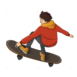 玩滑板飞奔的少年