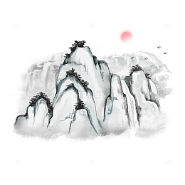 黑白中国风水墨山水