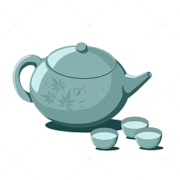 青绿色禅意春茶茶壶茶杯