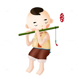 孩子儿童笛子清明节元素