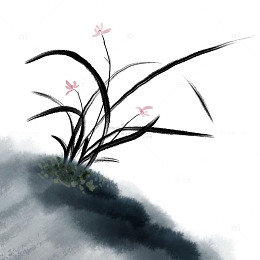 春天水墨兰花烟雨朦胧