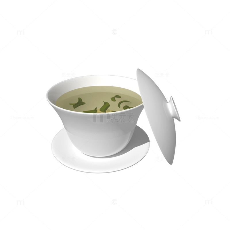 3D立体春茶茶杯茶叶素材免费下载_觅元素