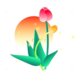 小清新花朵郁金香矢量元素