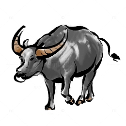 水墨简笔水牛清明节元素