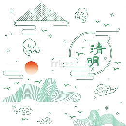 手绘简约线条清明节