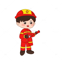 手绘五一劳动节消防员卡通人物