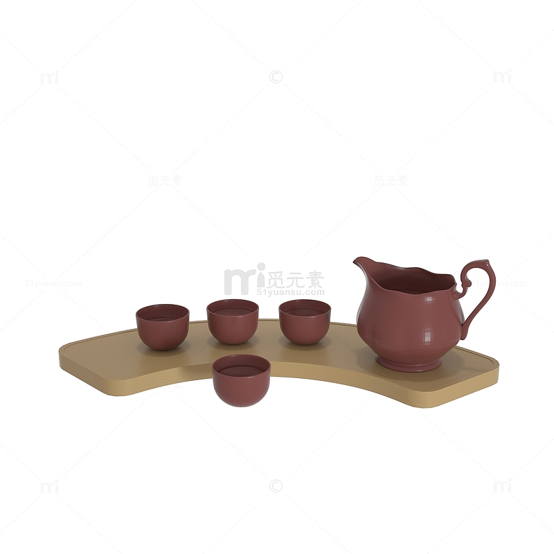3D立体春茶茶具茶杯