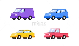 卡通车子汽车合集轿车小车面包车矢量汽车