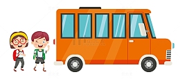 卡通校车汽车黄色手绘儿童上学接送