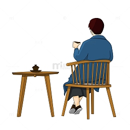 品茶喝茶休闲人物背景卡通手绘