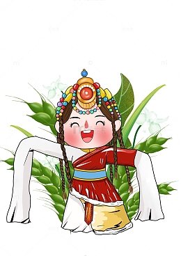 谷雨节气少数民族人物元素藏族