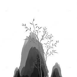 水墨山  竹子古风