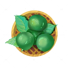 绿色小清新清明节青团插画