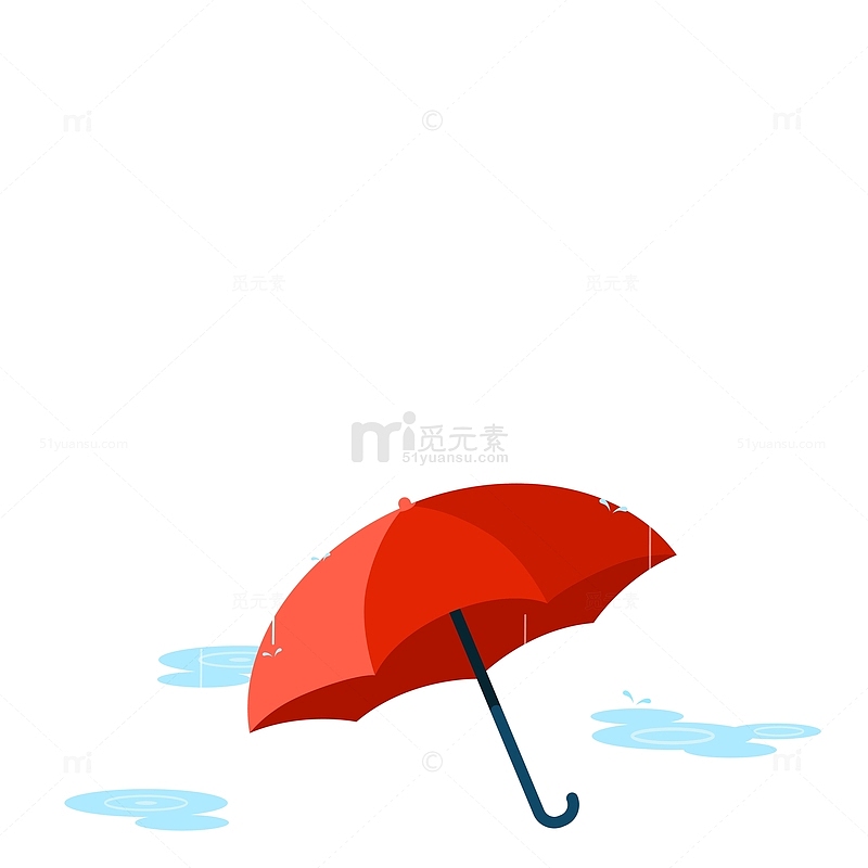 春天春雨谷雨下雨天红色雨伞矢量元素