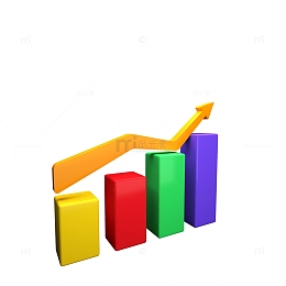 彩色3D立体柱状图长条图箭头办公元素