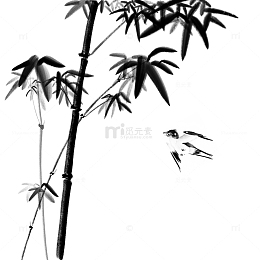 春天水墨竹子燕子