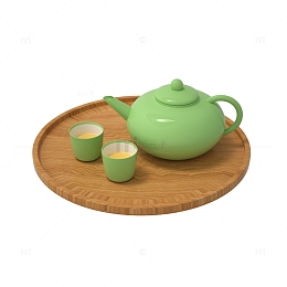 3D立体春茶小清新C4D茶壶
