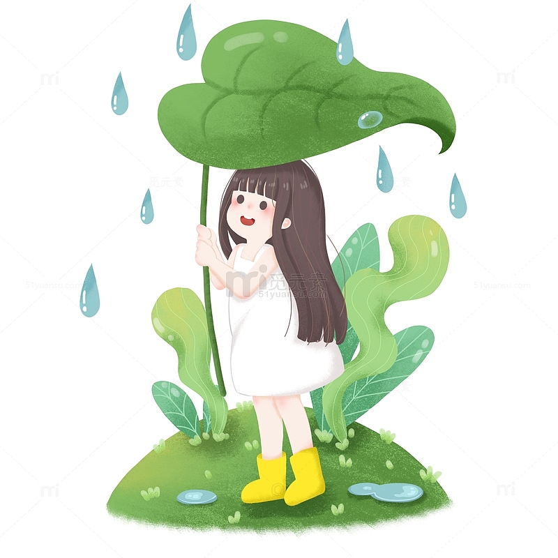 二十四节气谷雨卡通植物