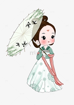 谷雨节气撑伞古风人物元素