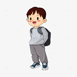 背书包上学的卡通男孩