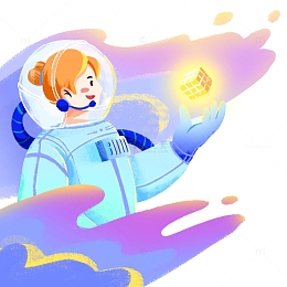 女宇航员游太空星空