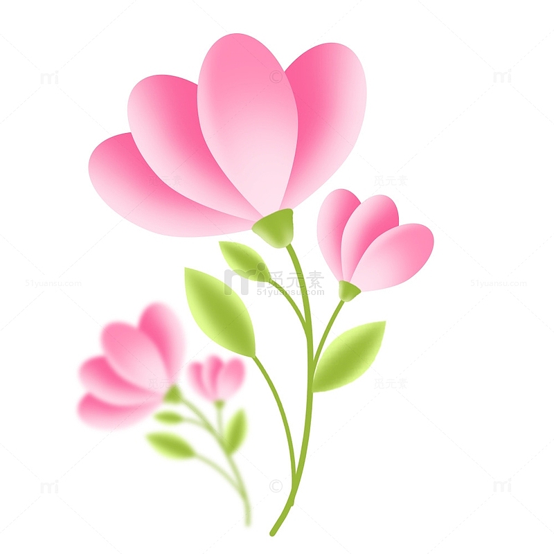 粉色春天春日弥散风花朵元素