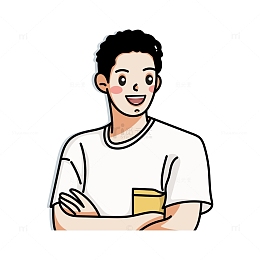 短发短袖男生头像手绘人物插画